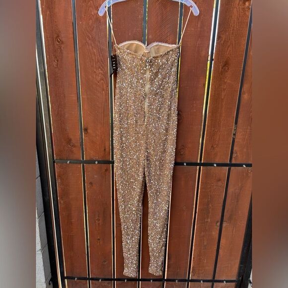 NWT Retrofête Elodie Sequin Embellished Jumpsuit in Tannin Size XS - Picture 4 of 12